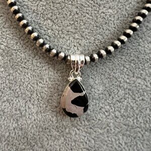 ❤️ Zebra Dahlia Kingman Turquoise 925 Sterling 925 Navajo Style Pendant 1.04”L